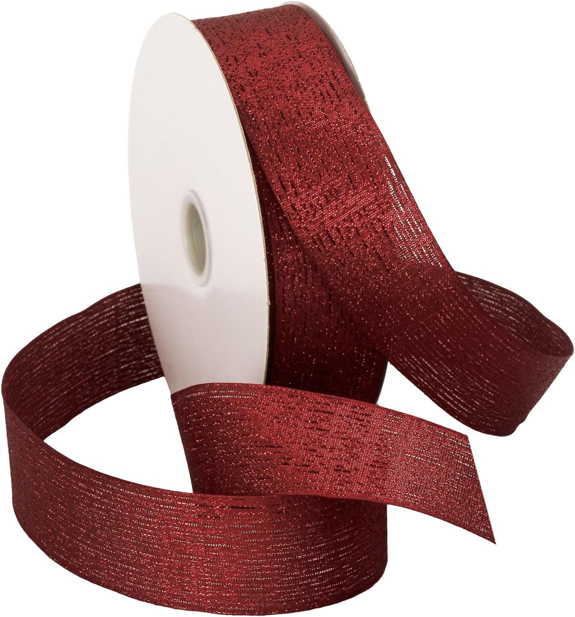 Morex Wired Vienna Glitter Ribbon, 1-1/2-Inch by 50-Yard Spool, Merlot