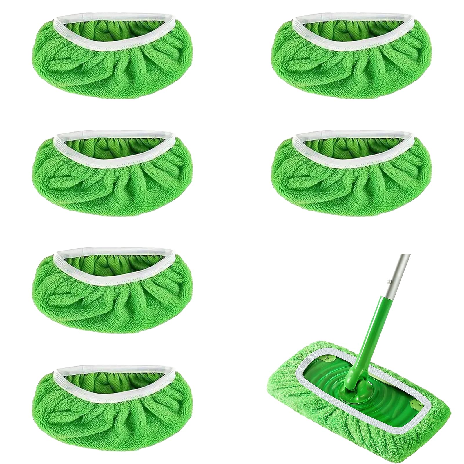 ZeniMart フロア 床 モップ 取り替えクロス モップ 替え 通用 マイクロファイバー Swiffer用 交換モップ パッド 取替簡単 乾湿両用 モップヘッドの交換 約25×12cm 6枚入り [並行輸入品]