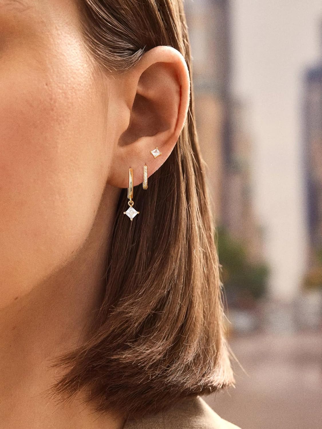 Gold Hoop Earrings for Women, Dainty 14k Gold Plated Trendy Huggie Small Earring Sets for Multiple Piercing Lightweight Stack Hoop Jewelry Gifts - Image 4