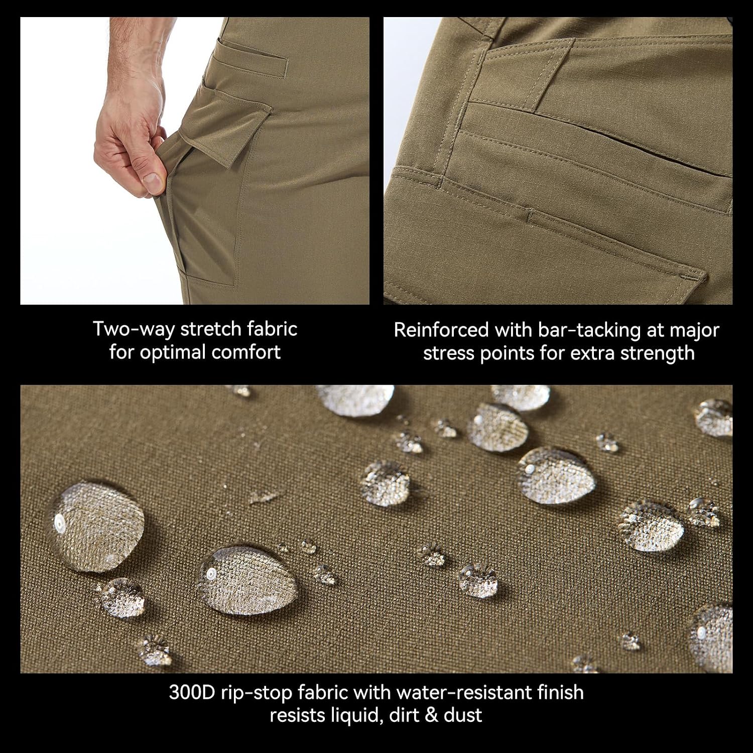 Men’s Ripstop Tactical Pants Stretch Water Resistant Cargo Work Military EDC Hiking Pants