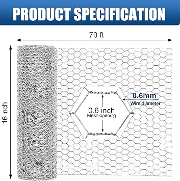 Chicken Wire,1670FT Chicken Wire Fencing Mesh for Garden Poultry Craft | Galvanized Chicken Wire, Sturdy Chicken Wire Roll Plant Protector,Rabbit Fence, Wire Fence Rolls for Craft Projects
