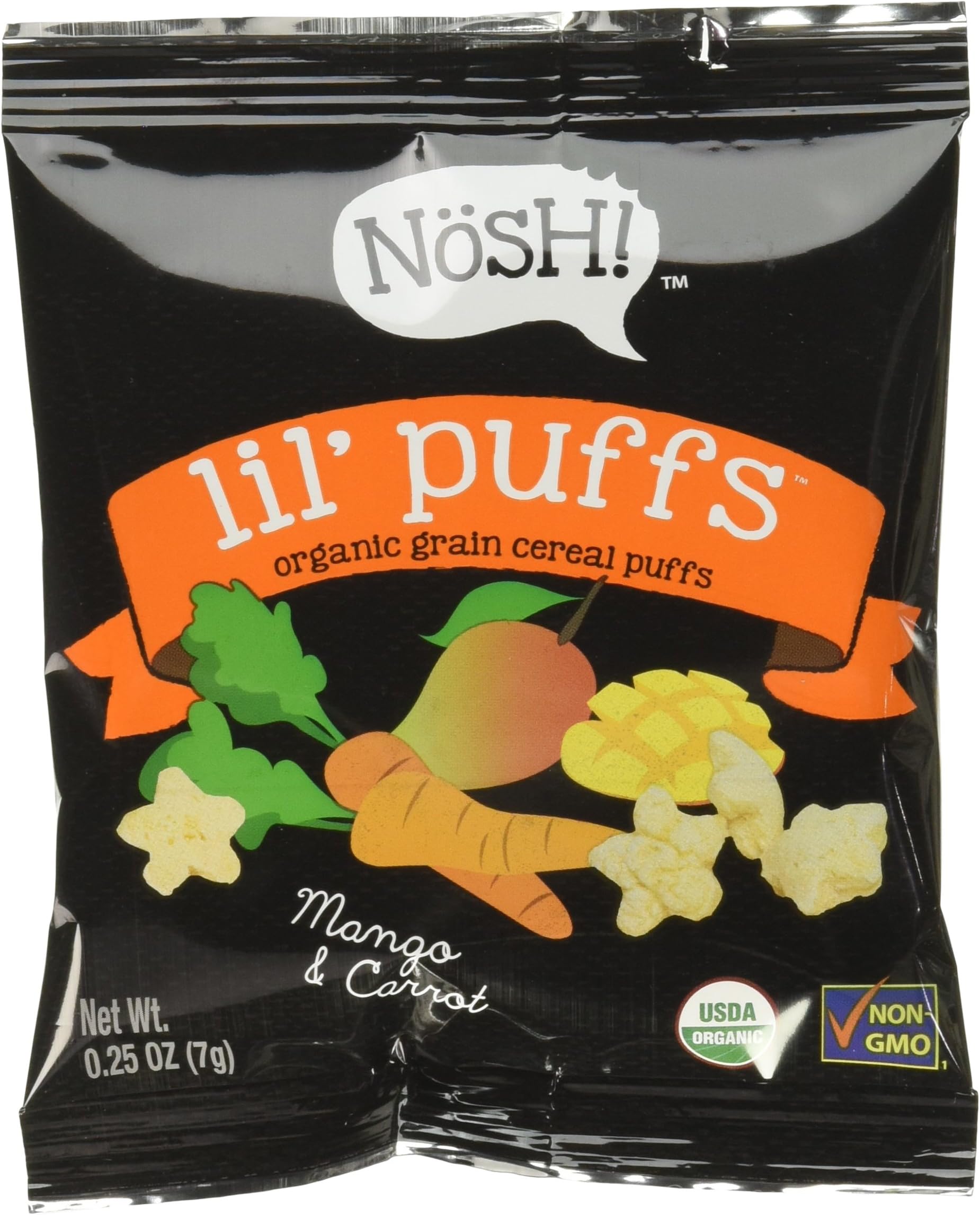 Nosh Baby Lil' Puffs Organic Grain Cereal Puffs, Variety Box (Pack of 30)