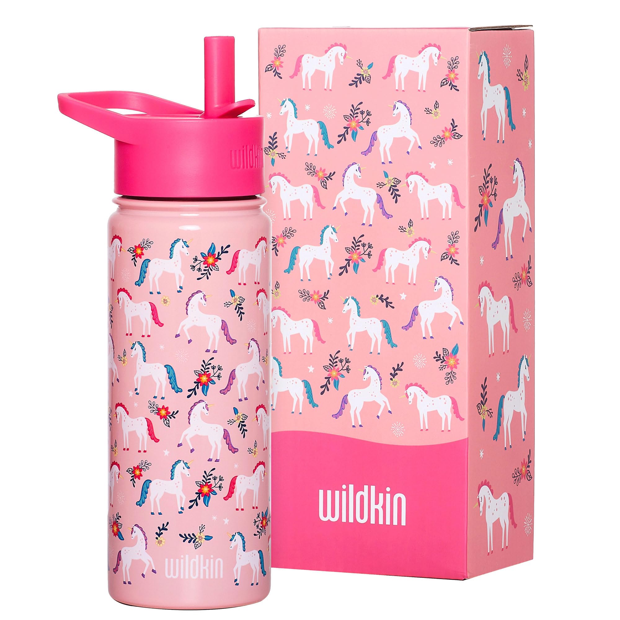Wildkin Kinder-Wasserflasche aus Edelstahl, 530 ml, magisches Einhorn | Isolierte Stahl-Wasserflasche für Schule, Kita, Sport und Reisen, 530 ml
