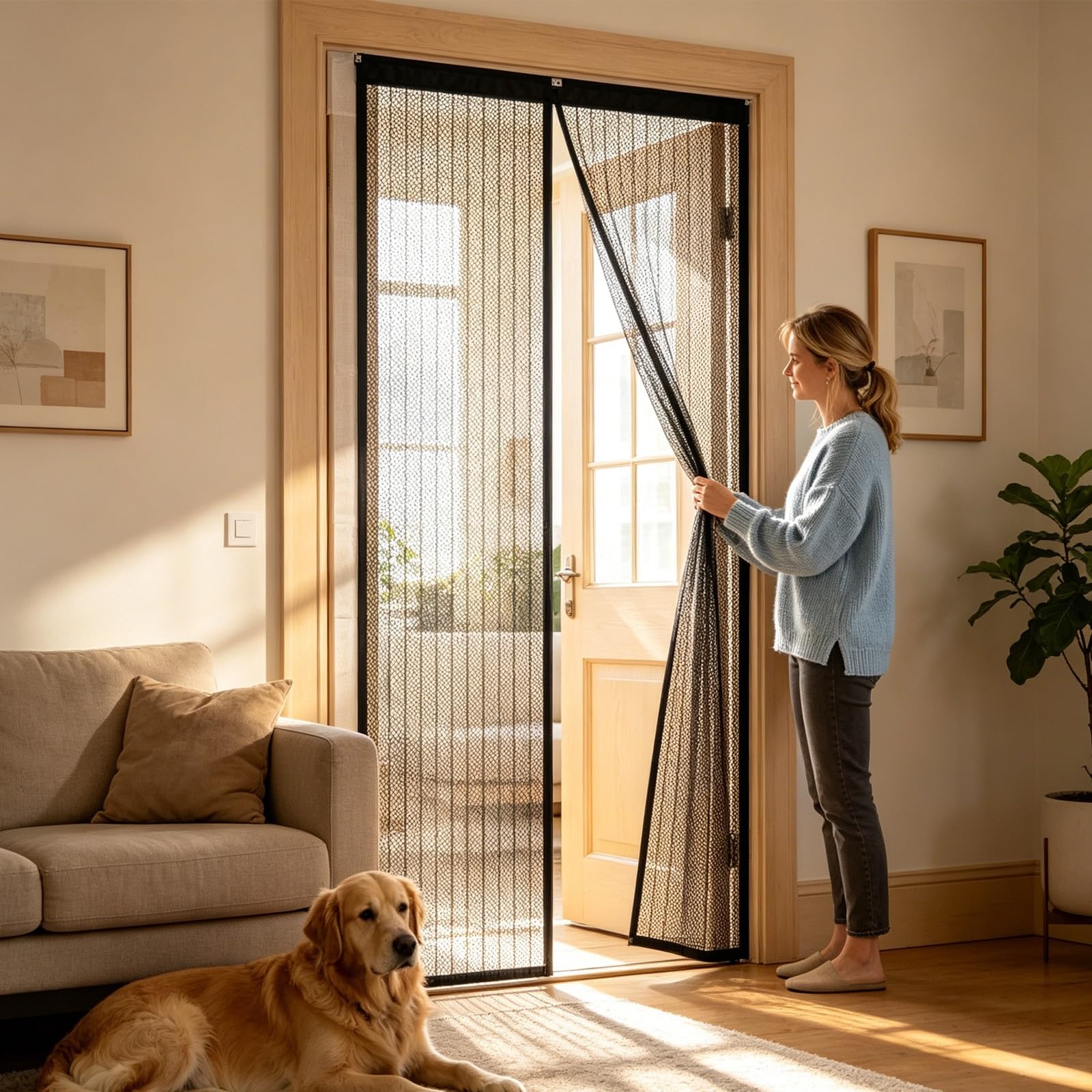 Moustiquaire porte fenetre 190 x 215 automatique rideau noir