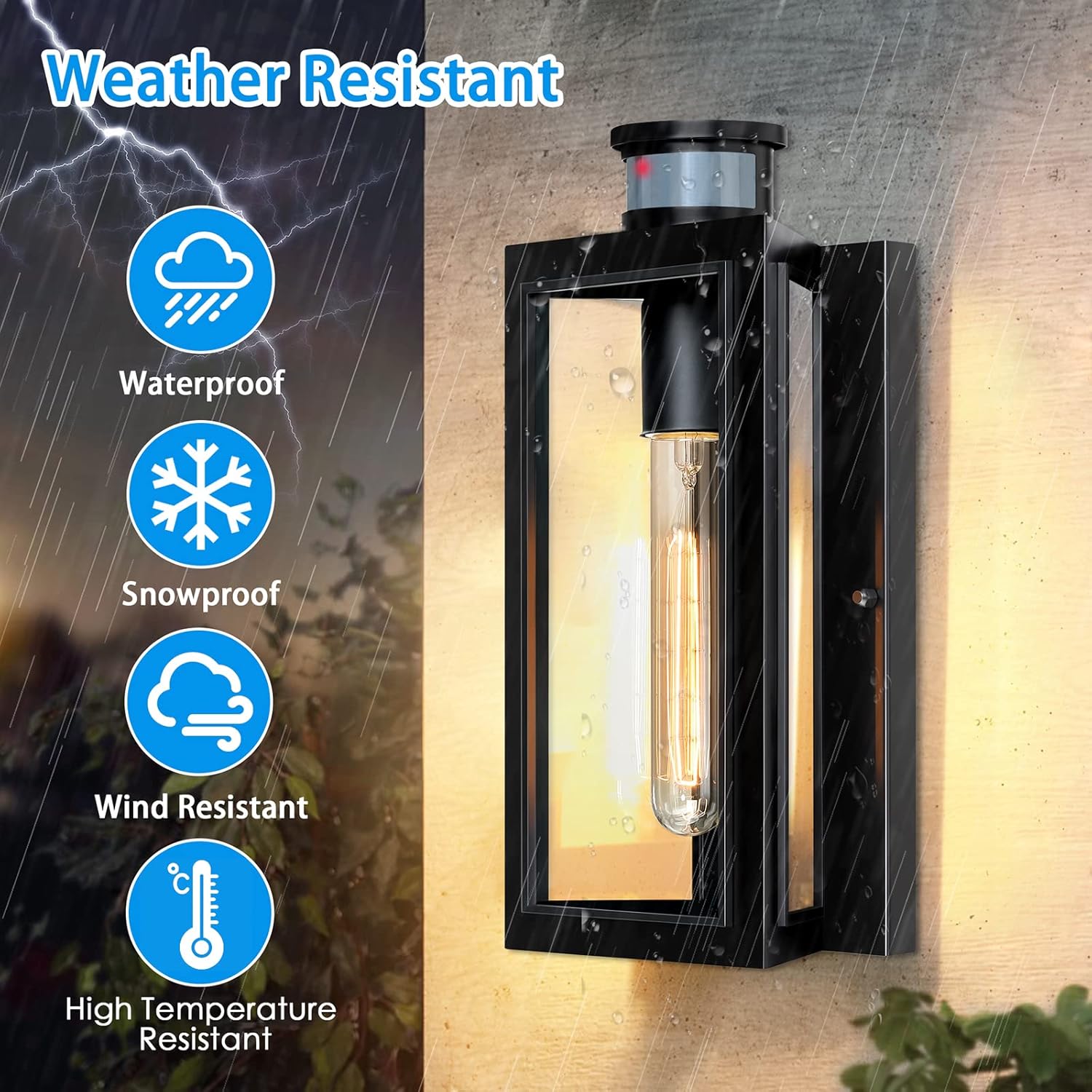 Motion Sensor Outdoor Lights,Advanced Dusk to Dawn Outdoor Lighting, Exterior Light Fixtures Wall Sconce, Modern Black Porch Light Wall Mount for Front Garage, Entryway, Bulb Included