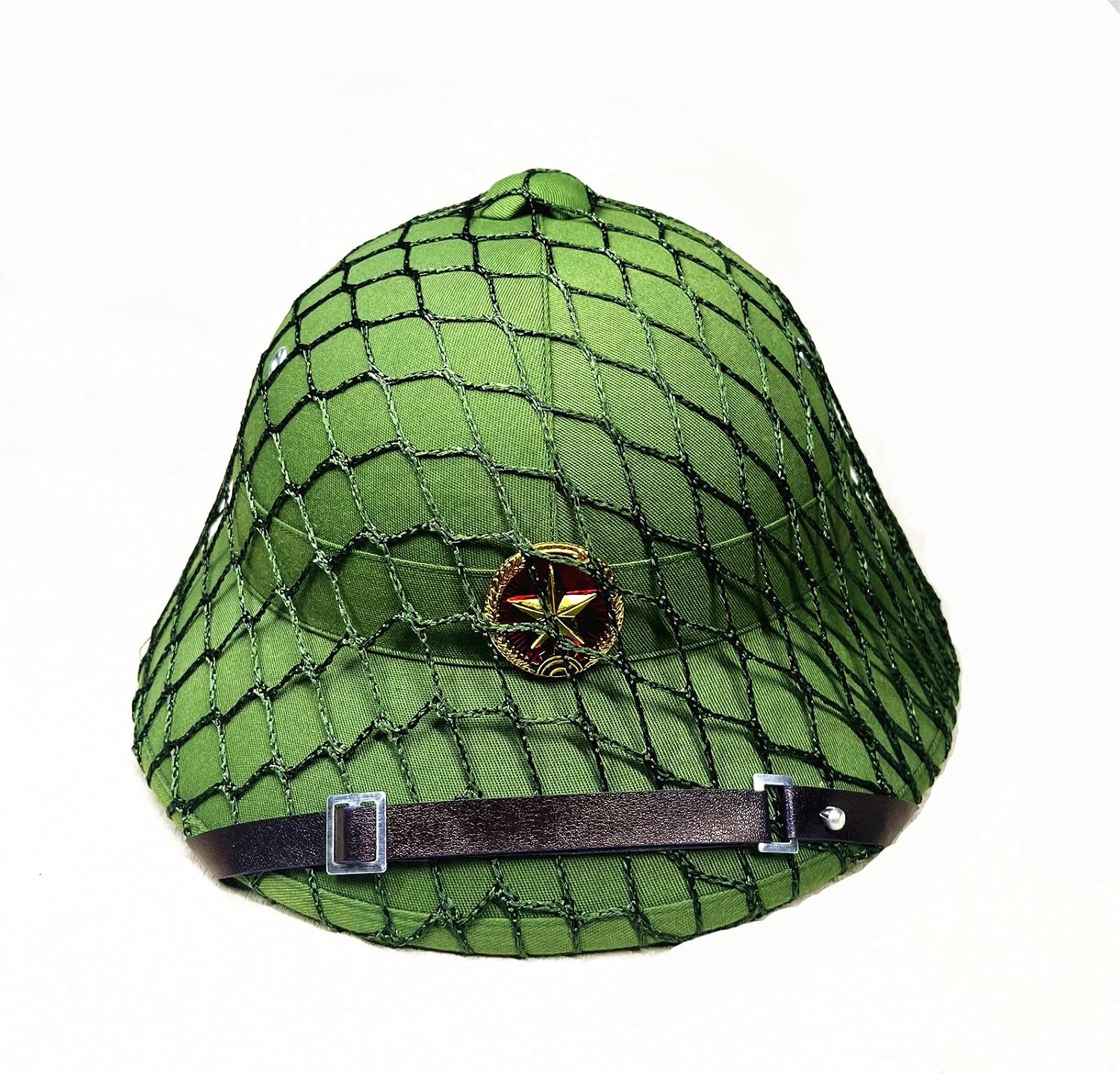 Mũ Cói Vietnam Army Viet Cong VC Combat Pith Hat Rainy Hat Jungle Cap with Net Green Cool Helmet
