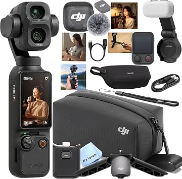 DJI Osmo Pocket 4P 4K Gimbal Camera Bundle with Mic Mini 2, Fill Light, Mini Tripod, Carrying Bag, Card Reader, Cleaning Cloth & Creator Accessories