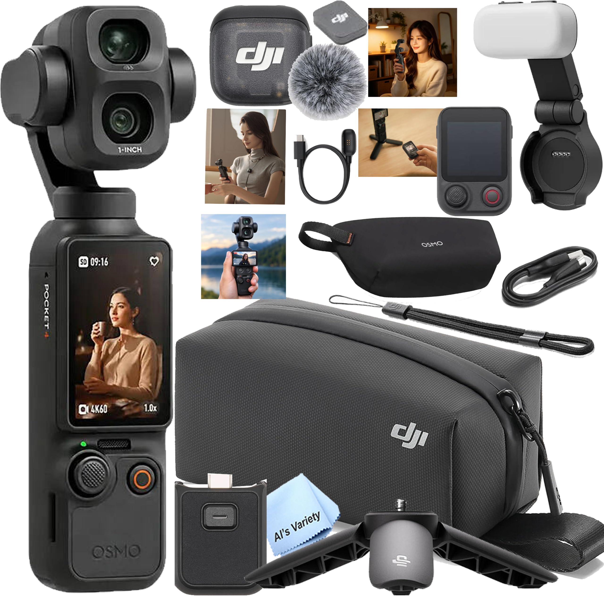 Osmo Pocket 4P 4K Gimbal Camera Bundle with Mic Mini 2, Fill Light, Mini Tripod, Carrying…