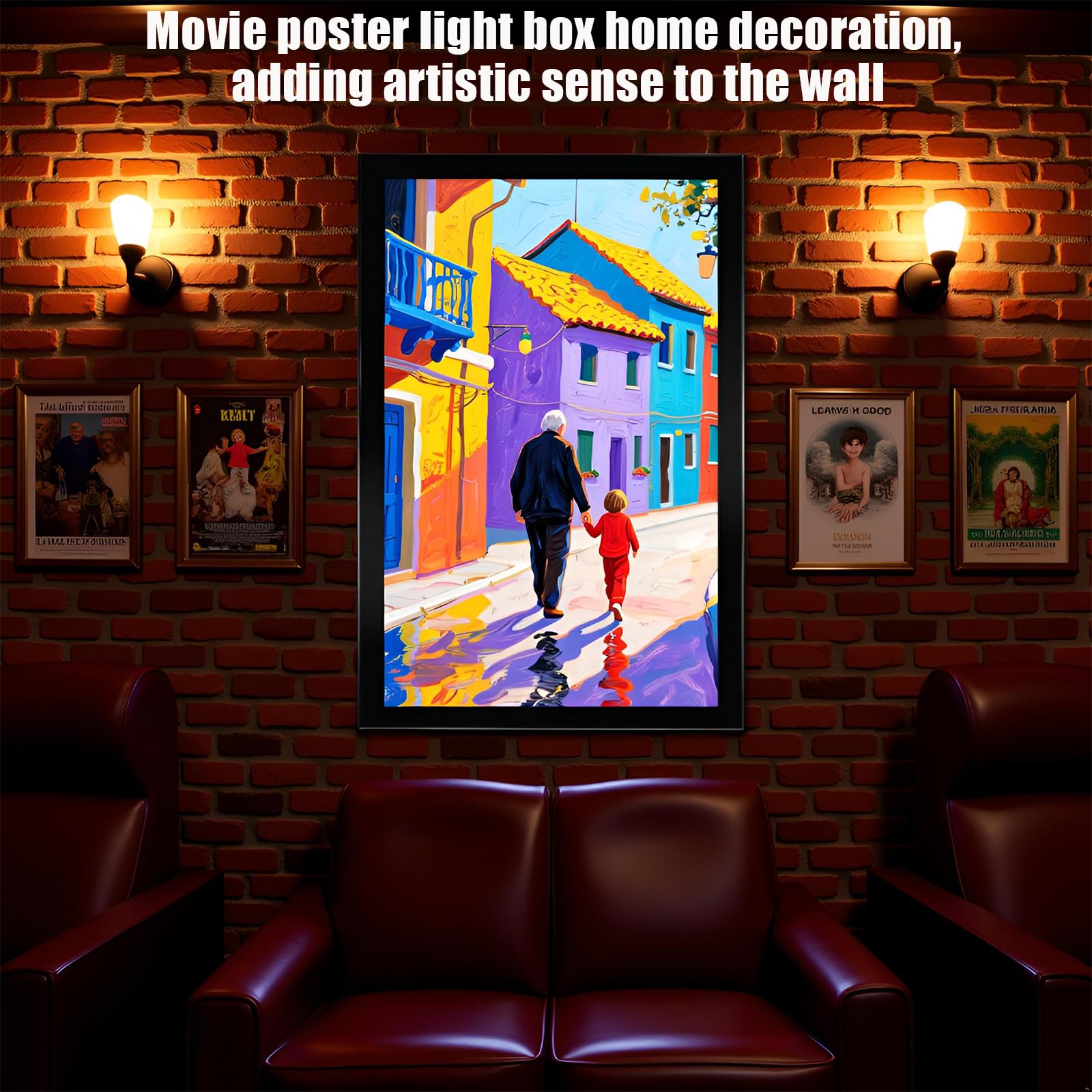 QiXIN - Marco de póster LED de 24 x 36 pulgadas con regulador, caja de luz retroiluminada para carteles de películas y arte, montado en la pared con interruptor de encendido/apagado, ideal para cine