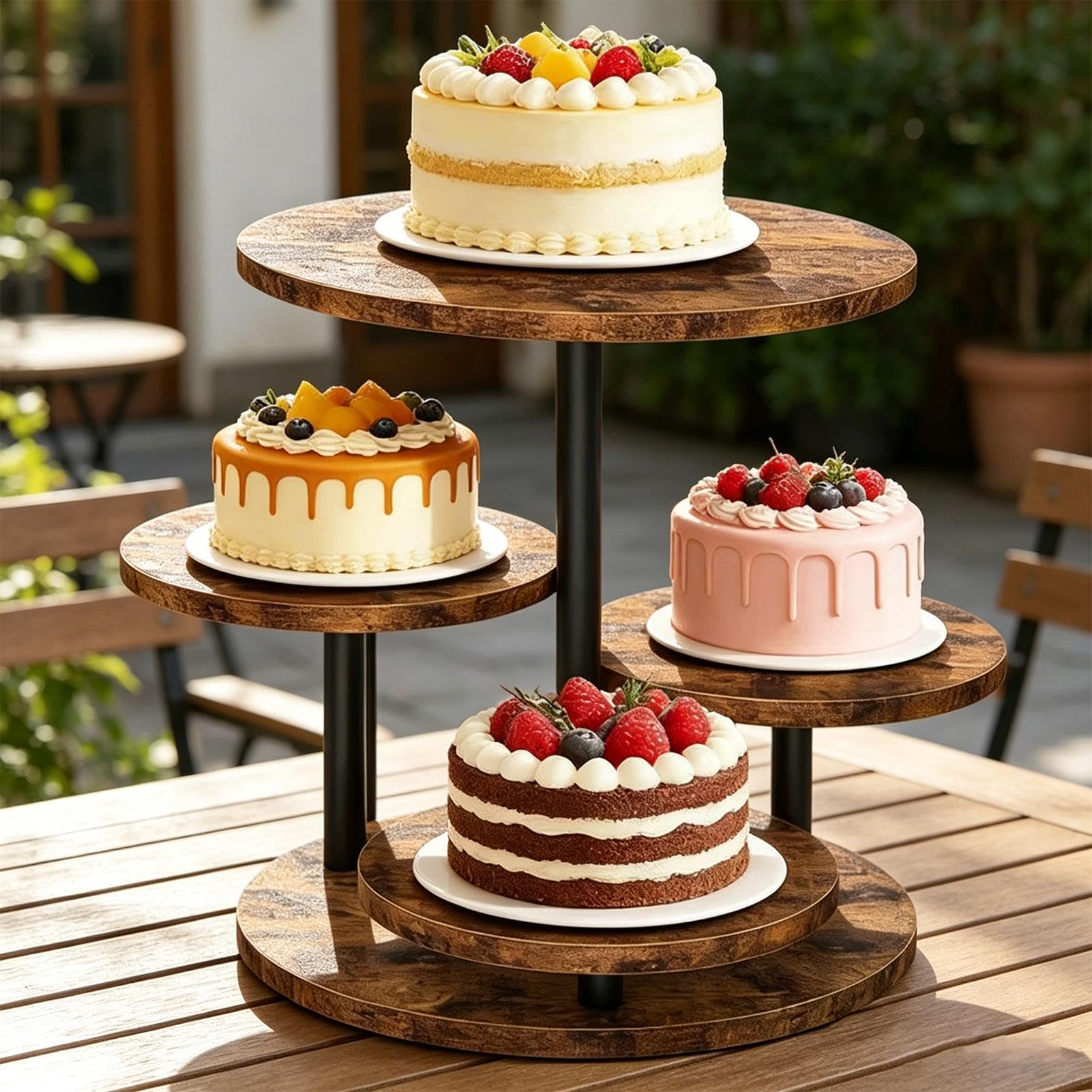 Torre Portacupcake Vassoio Espositore Da Tavolo A 4 Piani | Supporto Girevole A 360° Per Matrimonio Compleanno Festa Brunch Buffet Casa Cucina Caffè Pasticceria Famiglia Ristorante