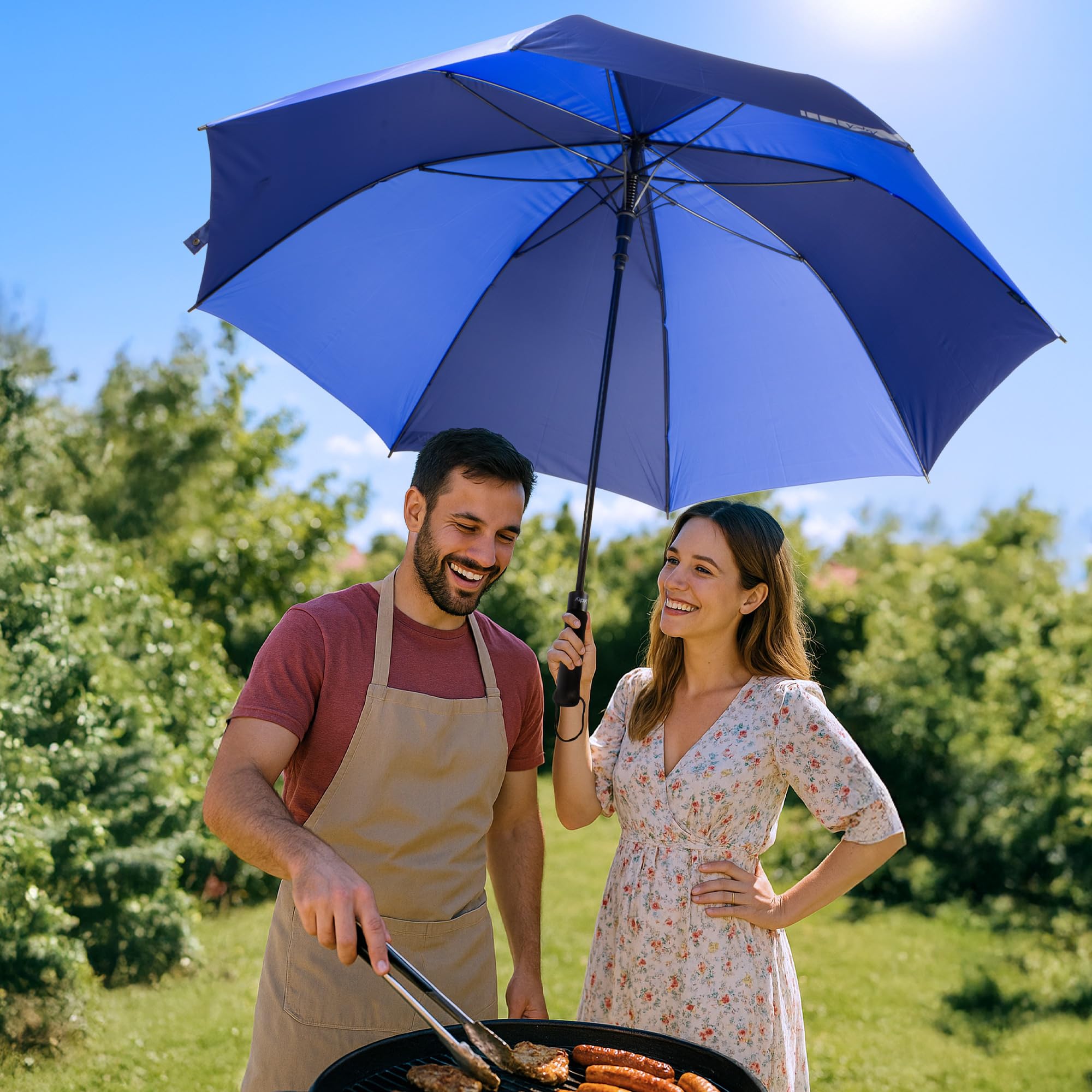 Jumbo Ombrello Lungo Automatico Maxi Golf, Antivento con Stecche in Fiberglass, Impugnatura in Neoprene, Diametro Extra Large 139 cm, Struttura Resistente per Pioggia e Vento