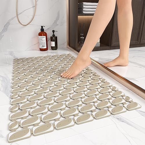 Miniatura 10 de XIYUNTE Tapete de ducha antideslizante, de 36 x 16 pulgadas, suave y cómodo, antideslizante, respetuoso con el medio ambiente, de TPE+PP, con