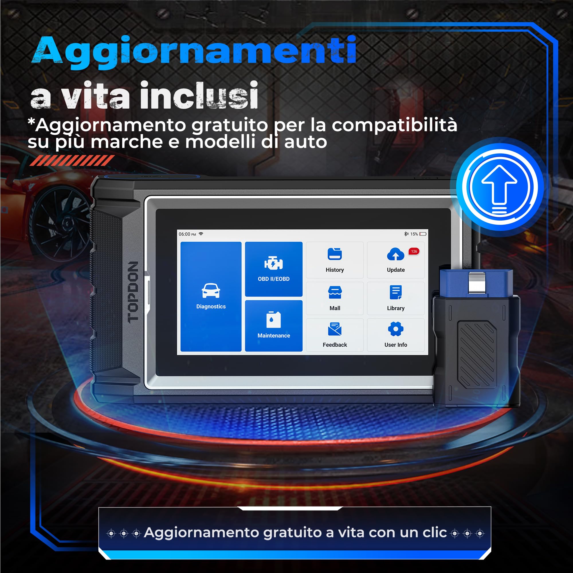 TOPDON ArtiDiag800BT 2 OBD2 Bluetooth Dispositivo diagnostico con tutte le diagnosi di sistema e 28 funzioni di servizio, Controllo Bidirezionale/Test Attivo, 2 Anni di Aggiornamenti Gratuiti