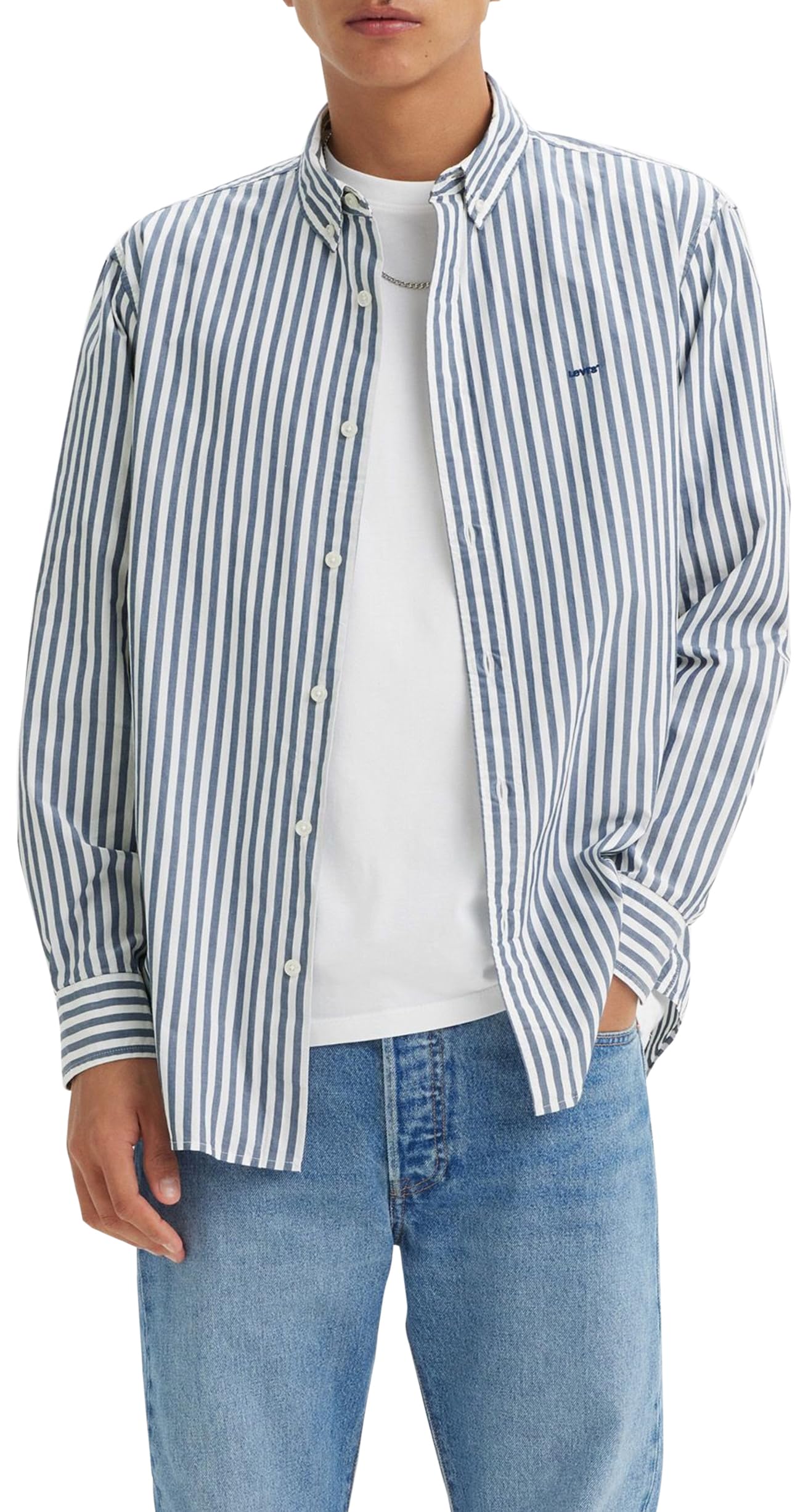 Levi's Herren Authentic Button Down Dean Stripe Estate Blue XL