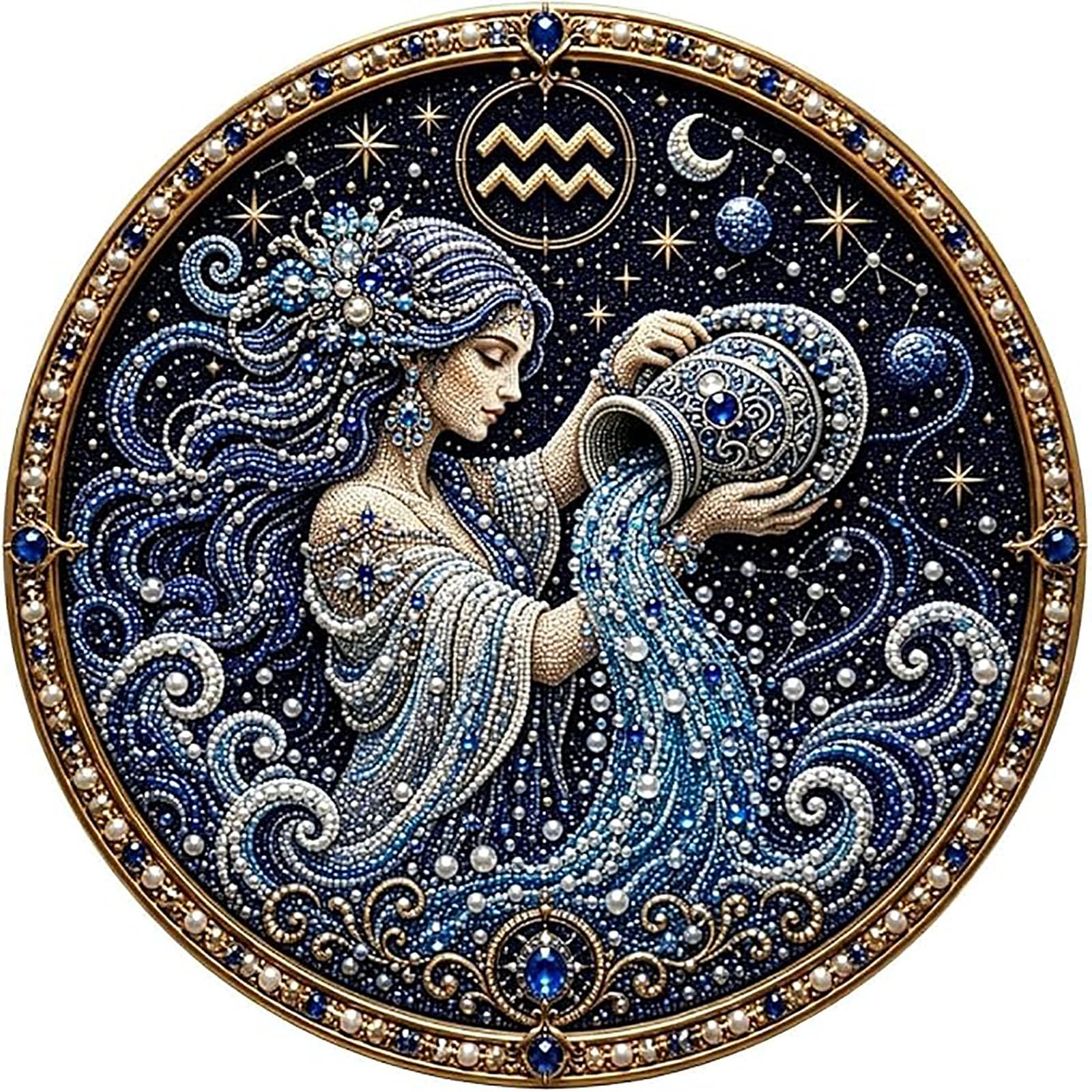 WEIWOGU 12 Zodiac Signs Pearl Art Kit, Astrology Diamond Painting (#I)