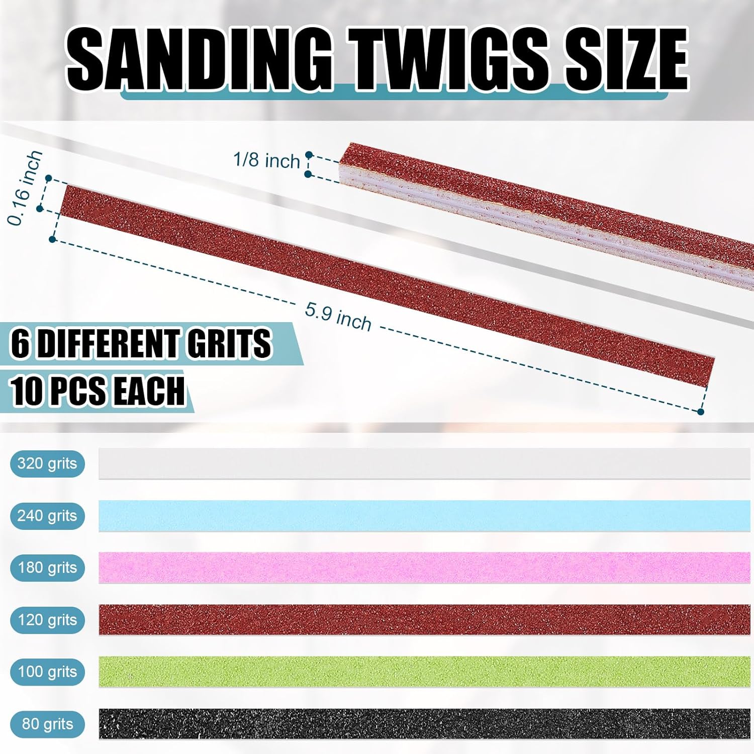 262 Pcs Sanding Sticks Set 360 Degree Rotating Holder 80 Polishing Sticks 60 Sanding Twigs 120 Double Side Slanted Twigs for Plastic Models Jewelry Woodworking Hobby Arts Crafts