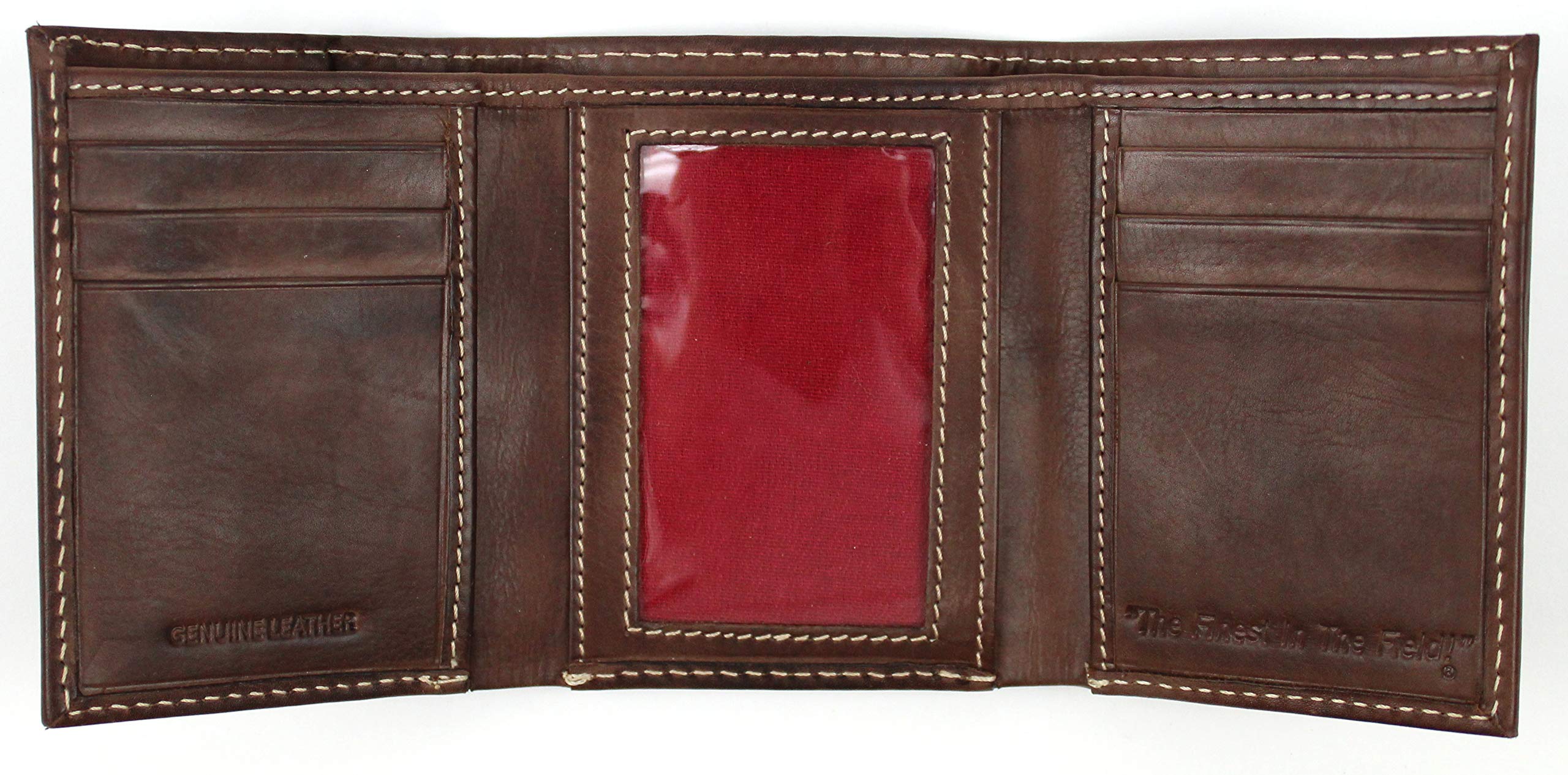 Rawlings Baseball Stitch Leather Trifold Wallet Chocolate