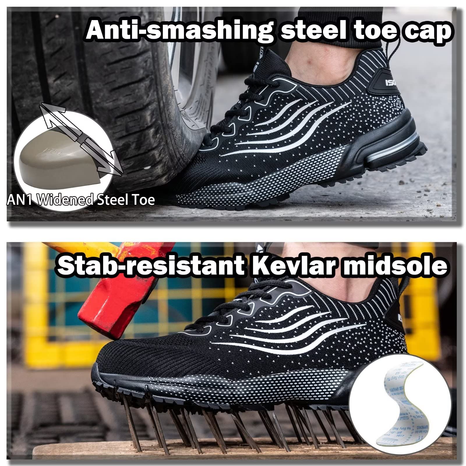 Scarpe Antinfortunistiche Uomo Donna Scarpe da Lavoro Leggere Traspiranti Scarpe da Cantiere con Punta in Acciaio