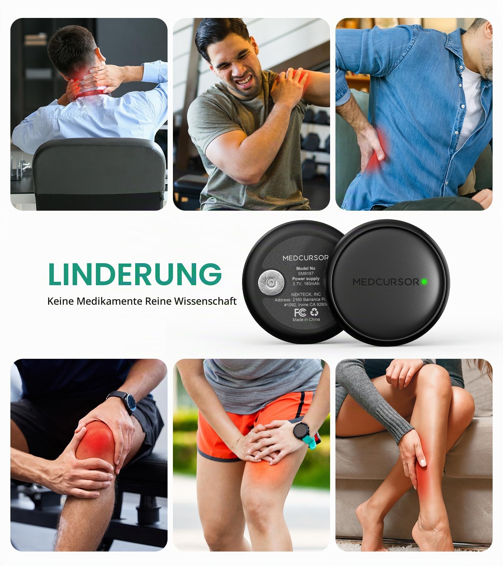 Medcursor TENS Gerät Muskelstimulator – Kabelloses 3-in-1 Dual-Channel EMS mit App Steuerung & Speicherfunktion, 25 Intensitätsstufen, 8 Programme, für Rückenschmerzen (Schwarz)
