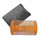 Wooden Beard Comb & Case, Dual Action Fine & Coarse Teeth, Perfect for use with Balms and Oils, Top Pocket Comb for Beards & Mustaches by...