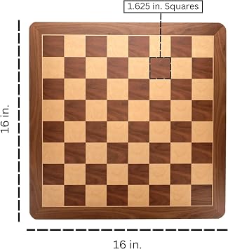 WE Games Walnut Root Wooden Chess Board with Rounded Corners 16 Inches, Large Chess Board for Adults, Elegant Chessboard with 1.625 Inch Squares, Classic Walnut Design