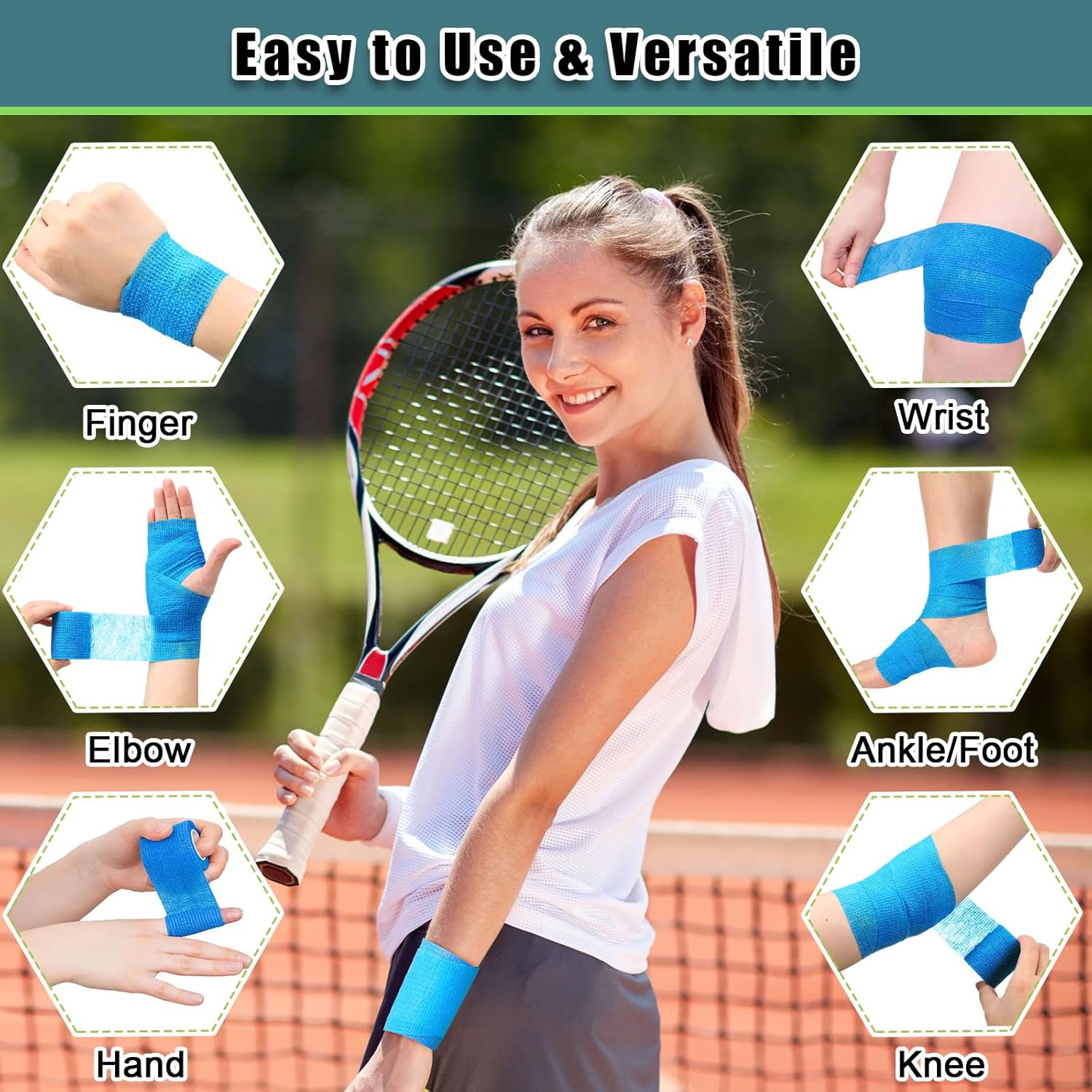 100 Rolls Self Adhesive Bandage Wrap Breathable Elastic Cohesive Bandage Non Woven Medical Wrap Colorful Ankle Tape for Stretch Athletic, Sports, Wrist(Sports Style,2 Inch X 5 Yards) - Image 4