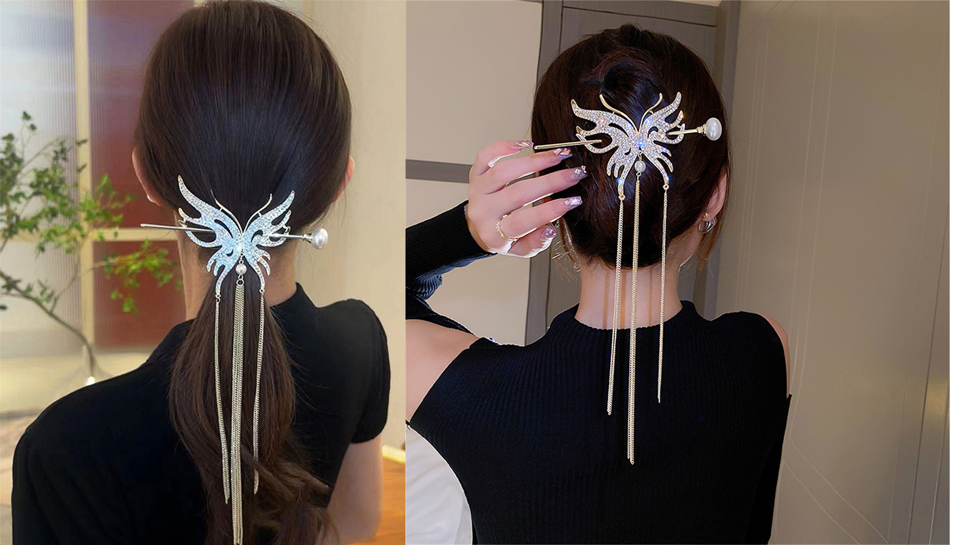 Amazon.com : Metal Butterfly Hair Stick Pearl Hair