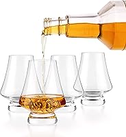 Vista 2 de Luxbe - Juego de 4 vasos de degustación de cristal de whisky bourbon - Vasos de degustación clásicos con borde estrecho - Hecho a mano - Bueno