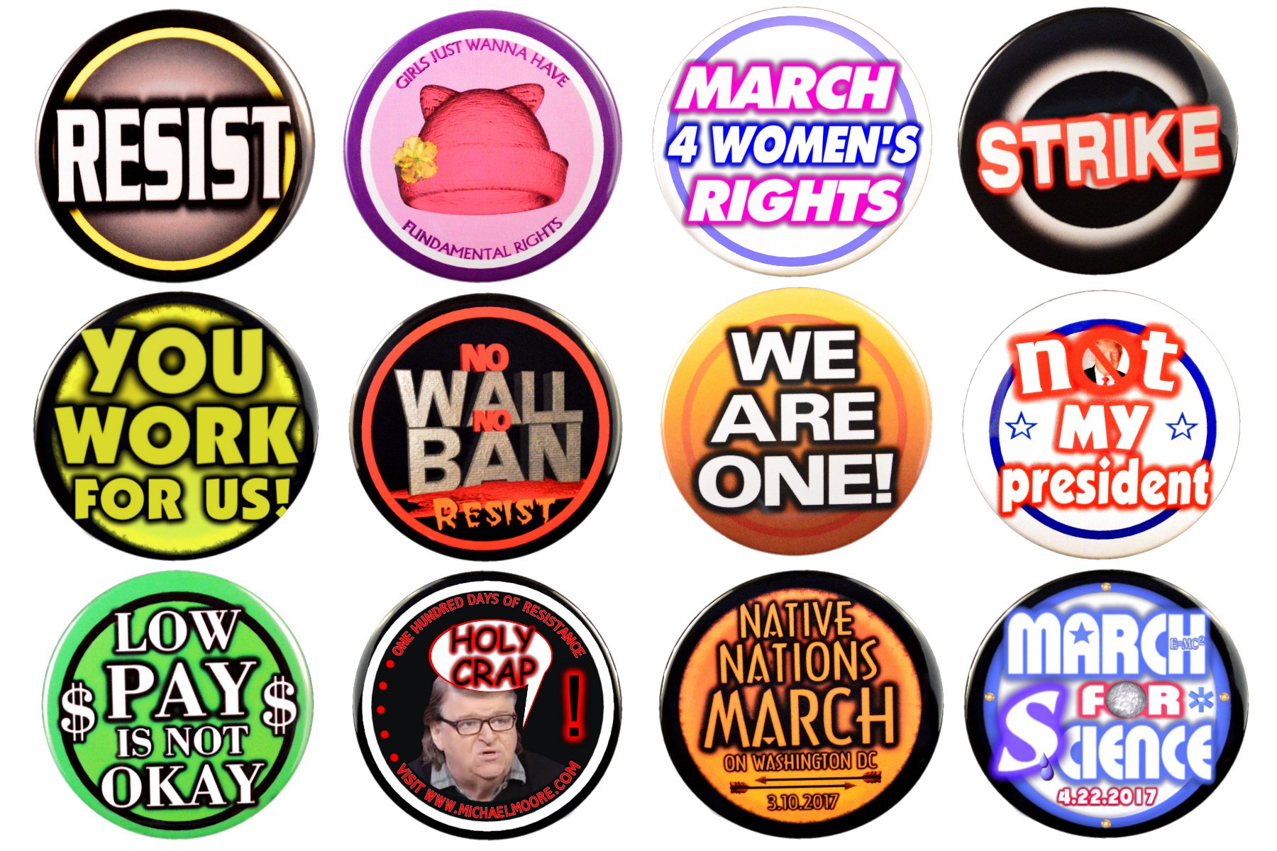 Amazon.com: Variety 12-Pack Protest Resistance Buttons (2.25