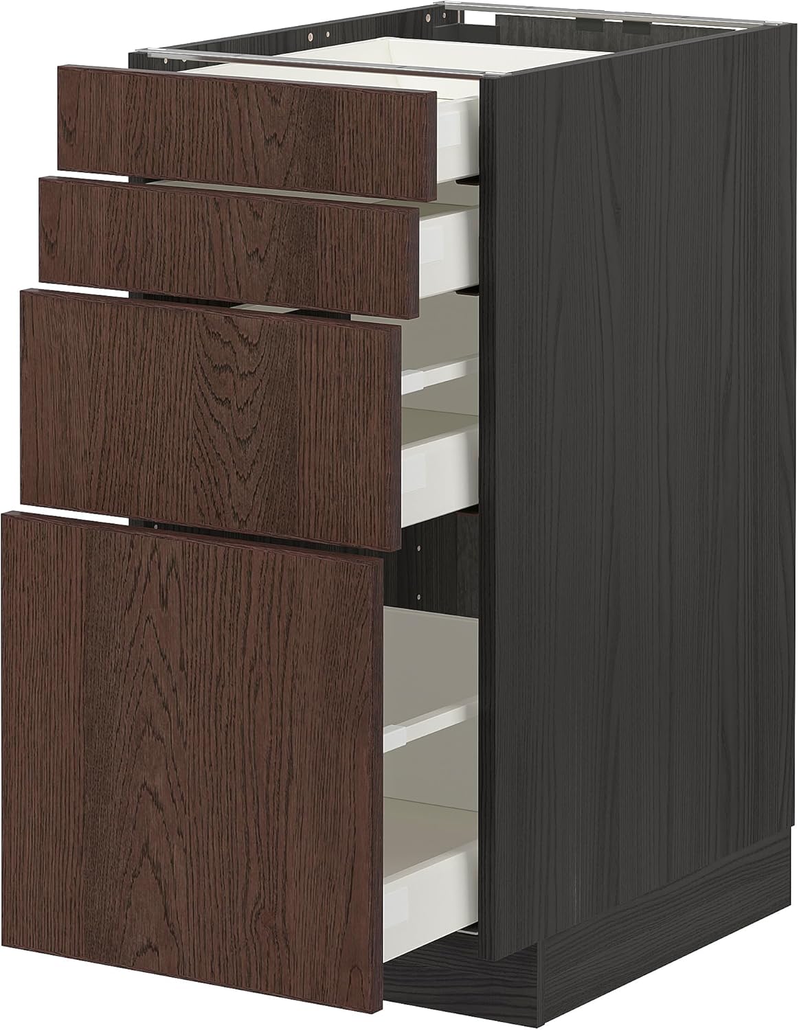 METOD/MAXIMERA Base Cab 4 frnts/4 Drawers Black/Synape Brown, 40x60 cm