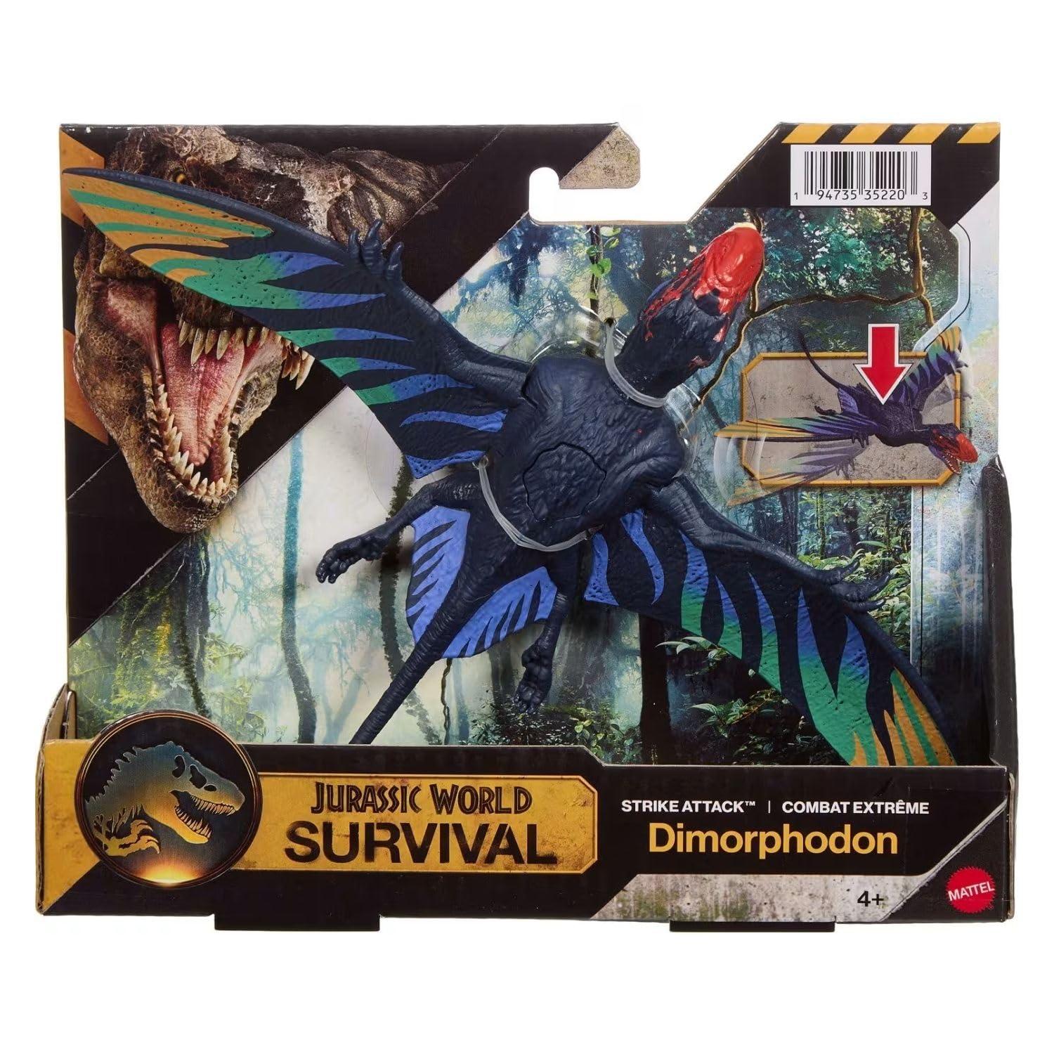 Mattel Jurassic World Survival Strike Attack Dimorphodon, Multicolor, 2.25 inches - Image 2