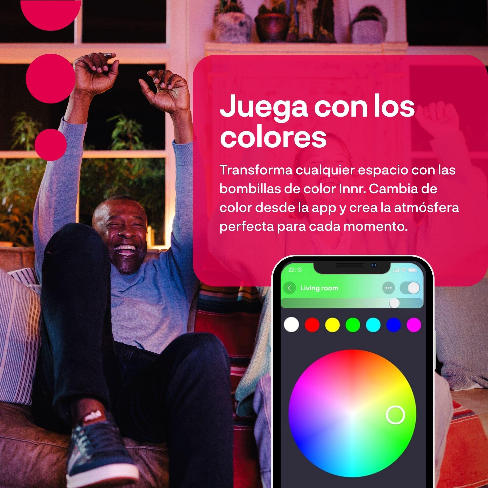 innr Bombilla Inteligente Zigbee E14, Funciona con Hue* y Alexa (requiere Puente), Bombilla LED Blanca y Colores, 16 Millones de Colores, Regulable, 510 lúmenes - 2 piezas