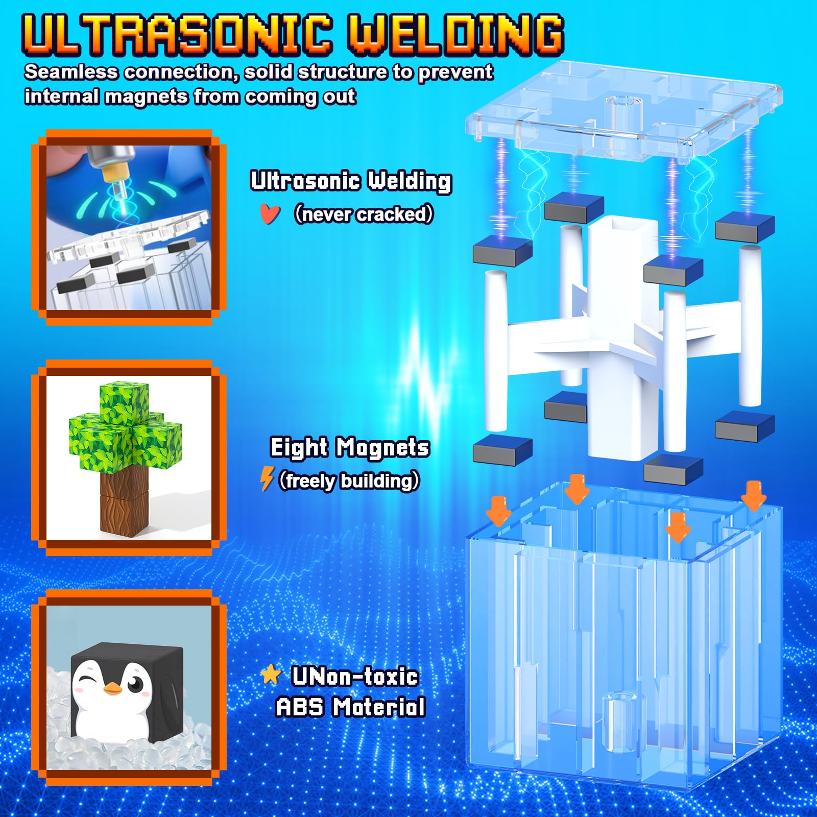 Magnetic Blocks - 200PCS Magnetic Building Blocks Sensory Toys for Kids Ages 3-5 4-8 5-7 8-12, Mine Magnet World Craft Cubes for Kids, STEM Toys Birthday Game Gifts for 3+ Years Old Boys and Girls