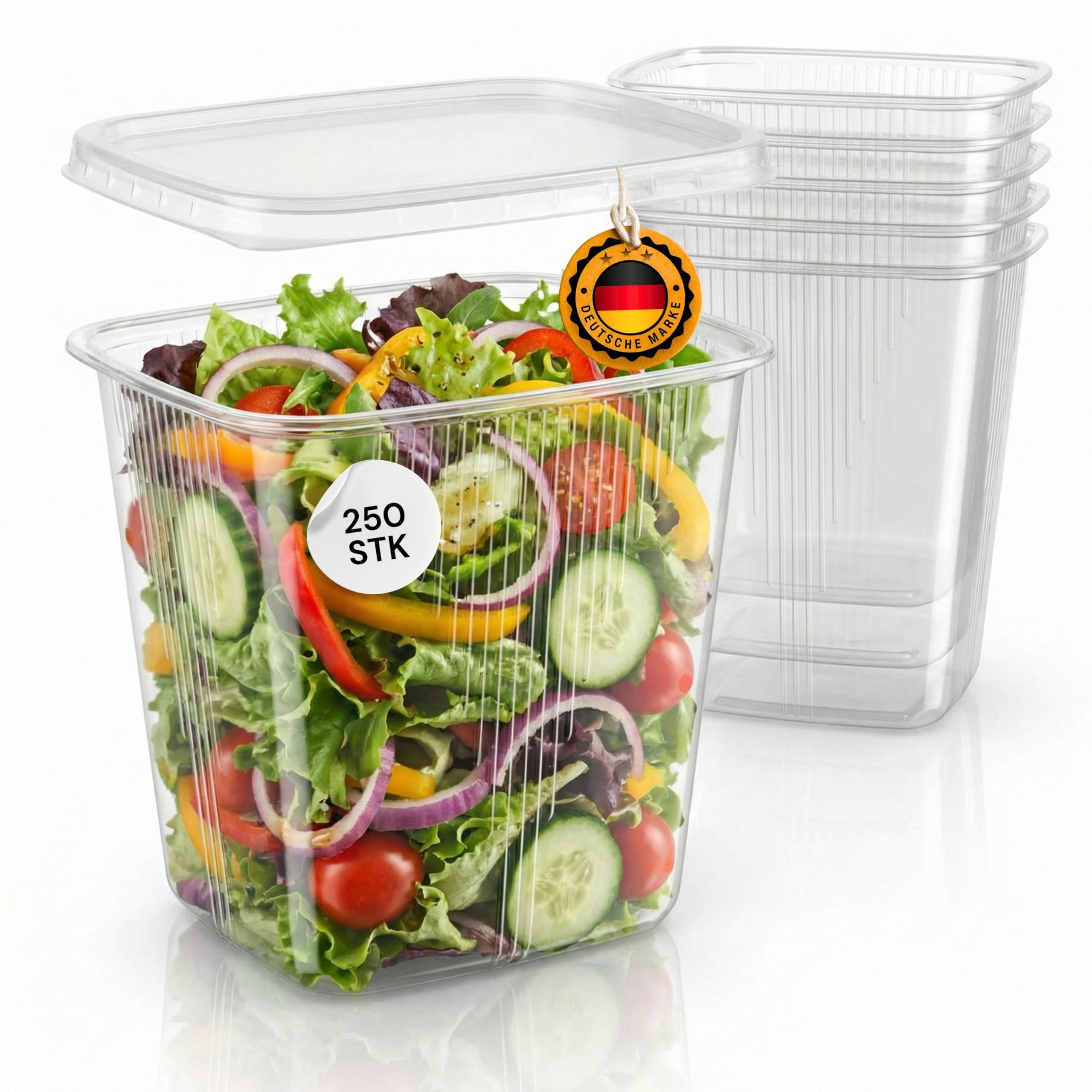 Tazza per alimenti rettangolare 500 ml con coperchio – Contenitore in polipropilene per insalata, snack e take-away