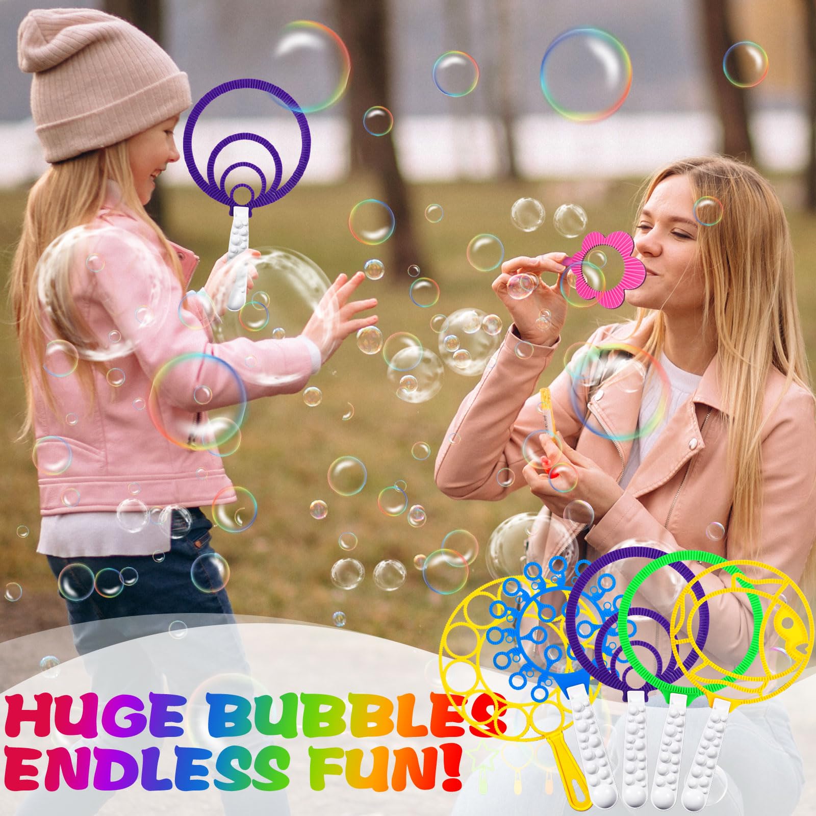 Purpledi 29 Piezas Kit de Varita de Burbujas, Gigante Varita de Burbujas, Juego de Pompas de Jabón para Niños, Maquina de Burbujas para Juegos al Aire Libre en Interiores y Fiestas de Cumpleaños