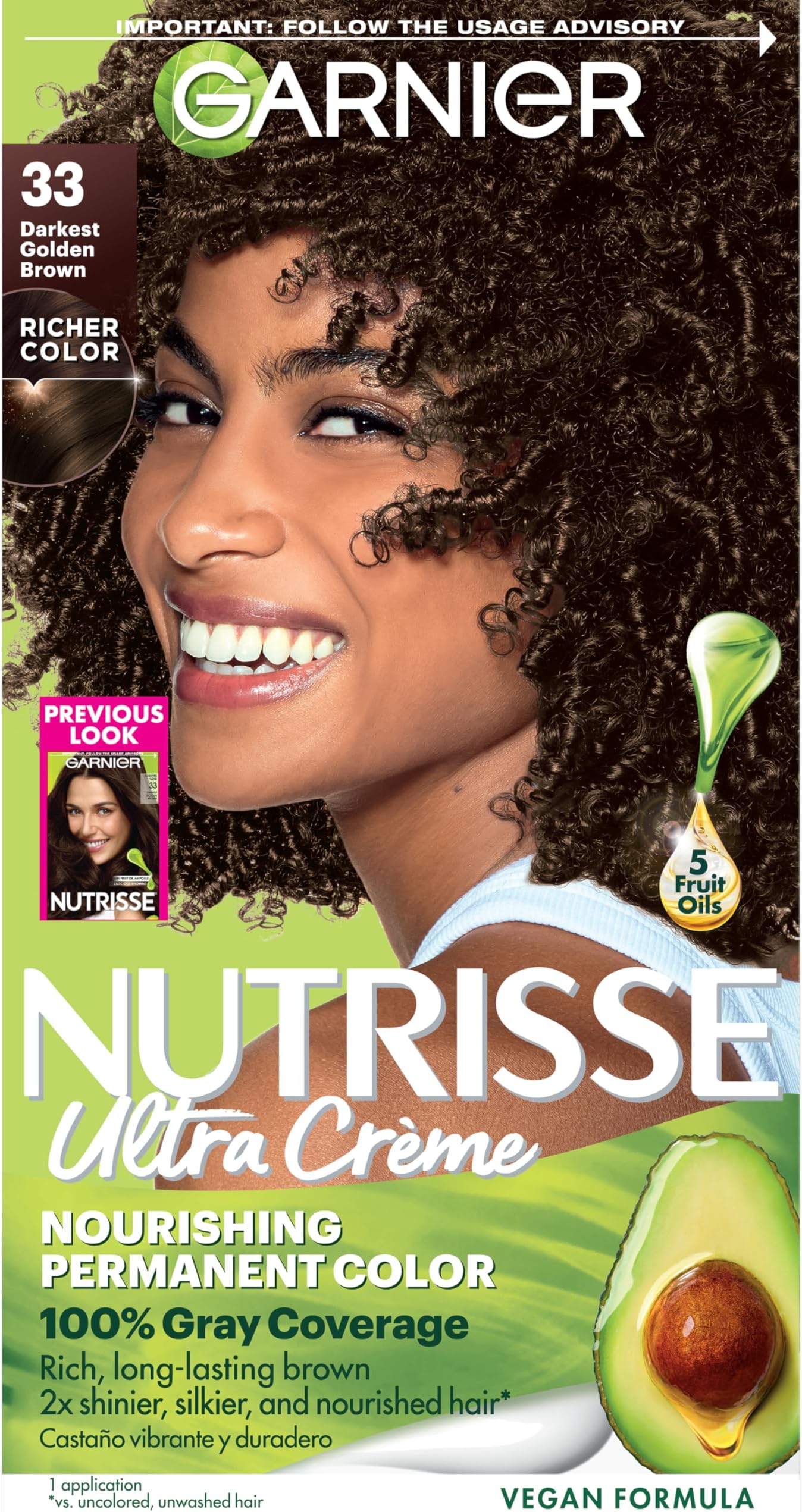 Nutrisse Nourishing Color Creme, 33 Darkest Golden Brown by Garnier Hair Color