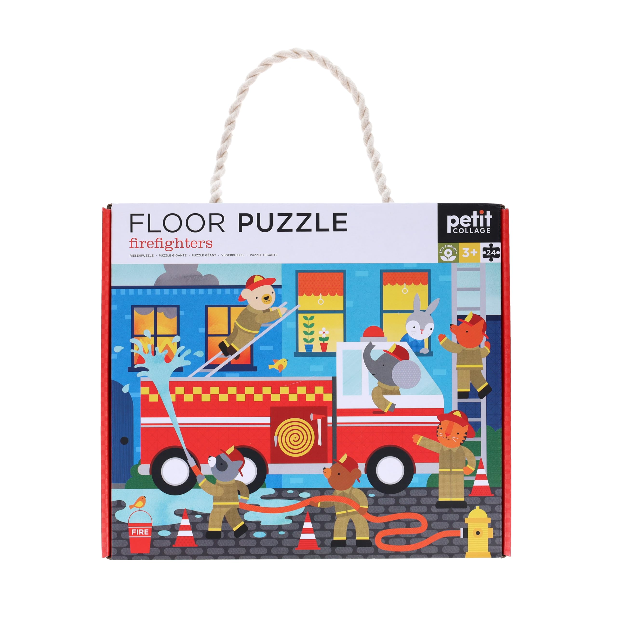 Petit Collage Floor Puzzle, Firefighters, 24-Pieces - Large Puzzle for Kids, Completed Firefighter Puzzle Measures 18" x 24" - Makes a Great Gift Idea for Ages 3+ - Image 3
