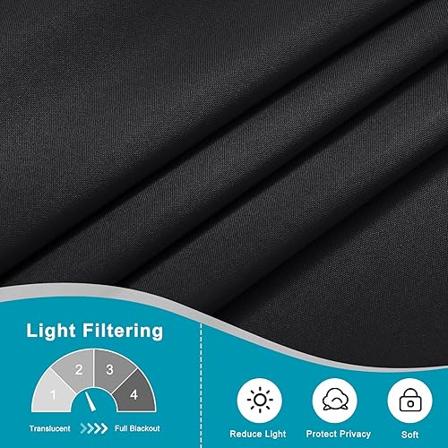 Miniatura 5 de Hiasan Cortinas de puerta francesa para ventana pequeña, cortina corta con bolsillo para barra, 1 panel (negro, 52 pulgadas de ancho x 40 pulgadas