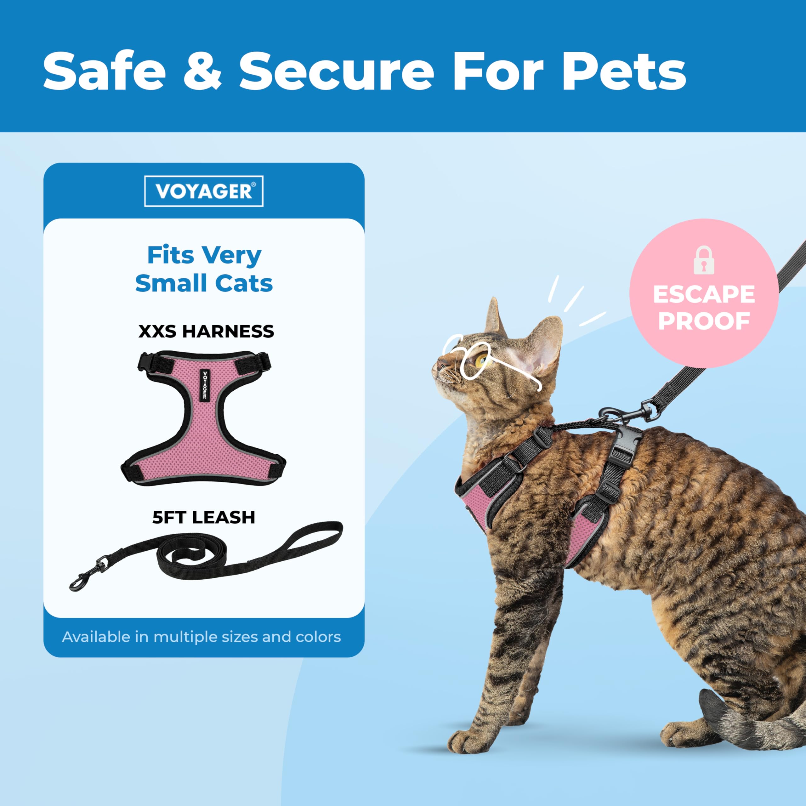 Voyager Escape Proof Cat Harness and Leash Set with Reflective Stitching, Neoprene Handle 5ft - Supports Small, Medium and Large Cats, Kittens for Walking by Best Pet Supplies - Lime, S — view 318