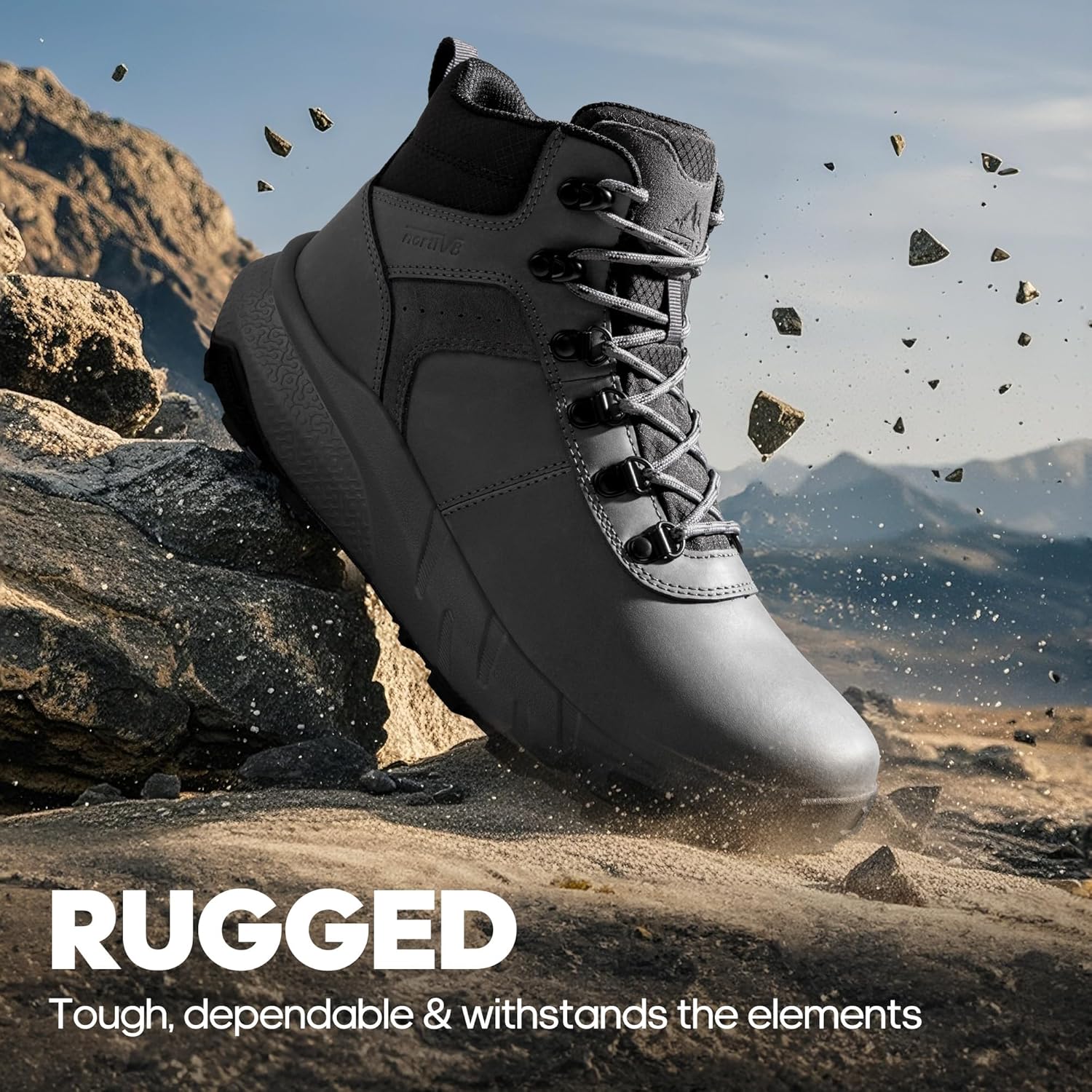 NORTIV 8 Men's Waterproof Hiking Boots Lightweight Outdoor Mid Trekking Leather Shoes DriftShield - Image 8