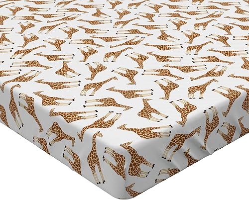 Miniatura 2 de Lunarable Savannah - Sábana bajera ajustable, diseño de jirafa con diseño de animales de jirafa al revés, funda de cama con bolsillo profundo