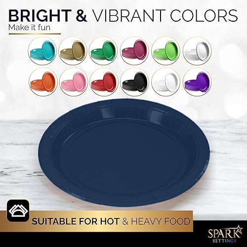 Miniatura 9 de Platos llanos de papel blancos, platos de papel desechables de 8 12 pulgadas, platos desechables fuertes y resistentes para fiestas, cenas,