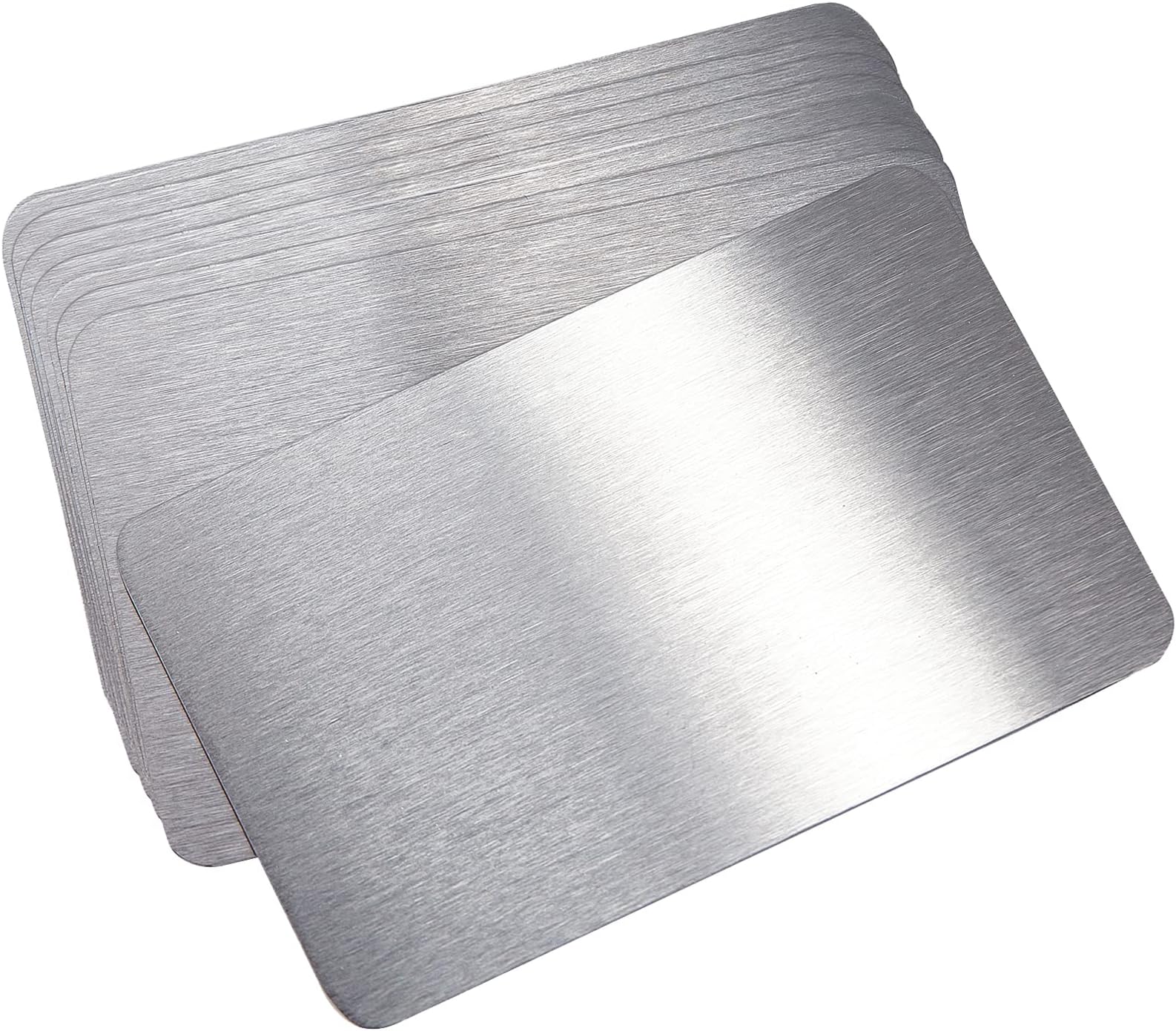NBEADS 8 Pcs Metal Business Card, 8.5x5.55cm Stainless Steel Blanks Name Card Engraved Business Card for House Office Customer DIY Gift Cards