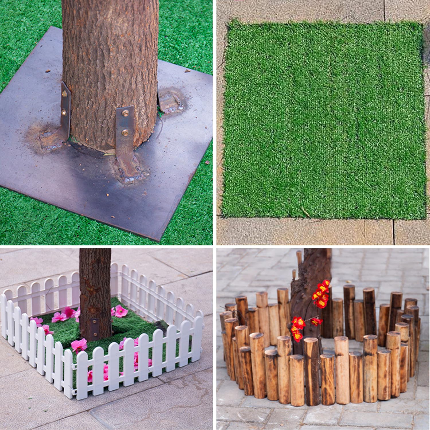 Albero di Banyan artificiale con recinzione+prato+robusta base in ferro, alberi artificiali decorativi fatti a mano, albero floreale realistico,rami in legno massello,arredamento per la casa,300*300cm