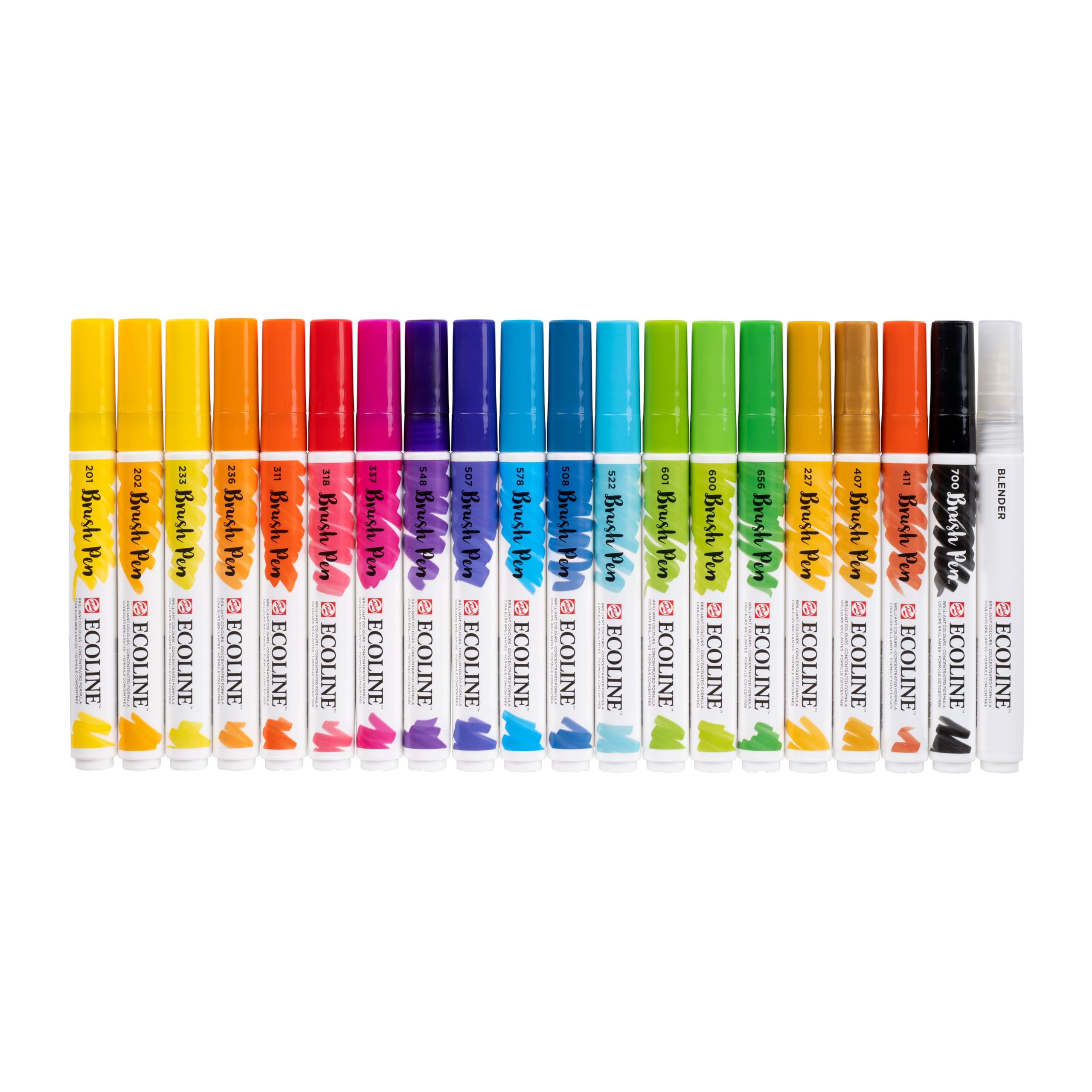 Ecoline Brush Pen Set de 20 marqueurs pointe feutre - Teintes de base | Marqueurs à dégrader pour lettering, dessin & journaling