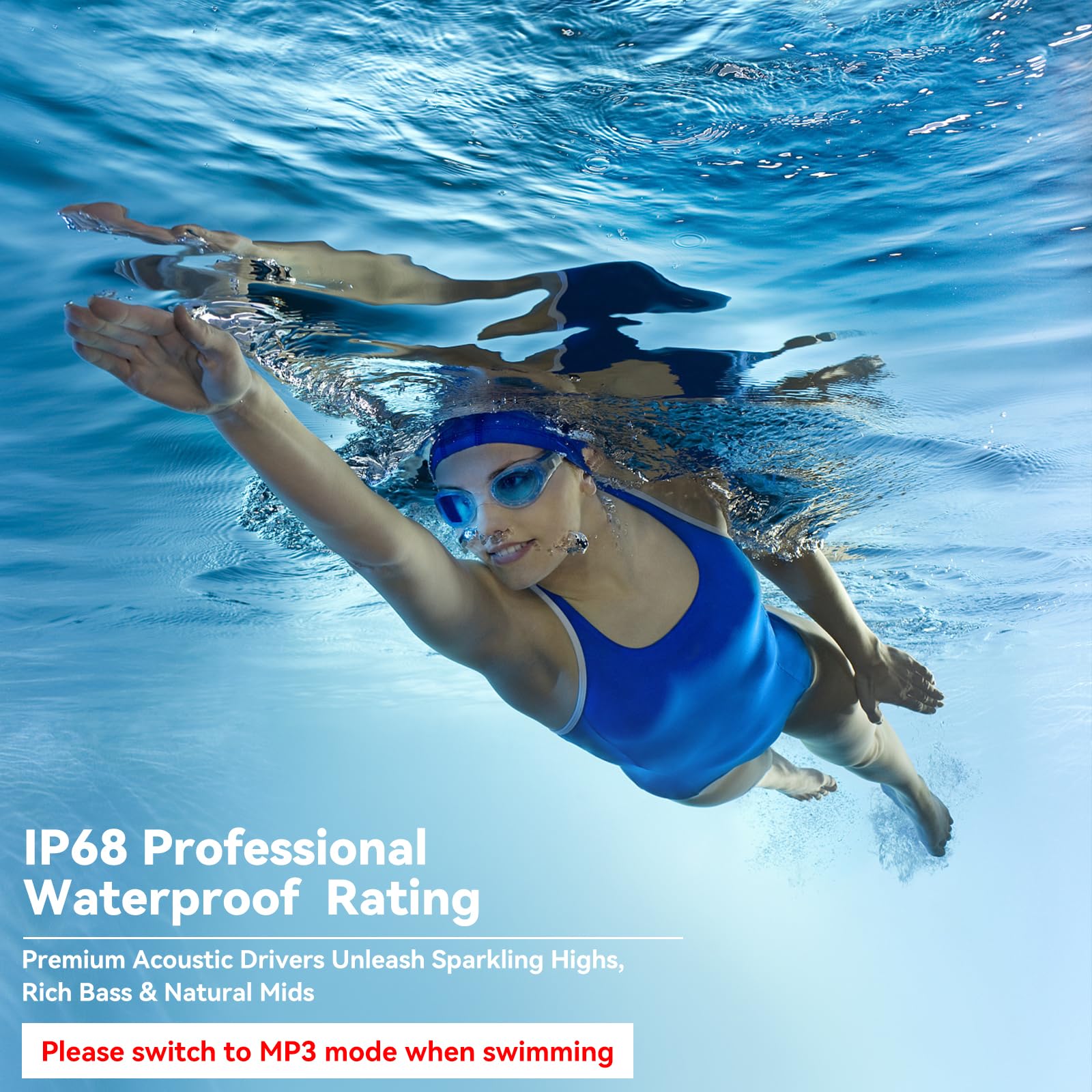 Soft Liquid Silicone Bone Conduction Swimming Headphones IPX8 Waterproof Earbuds - Dettaglio