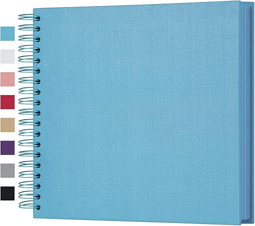 Miniatura 1 de Álbum de fotos de bricolaje con tapa dura, en blanco, para boda y aniversario, álbum de fotos familiar, álbum de recortes, Azul, 10 pulgadas