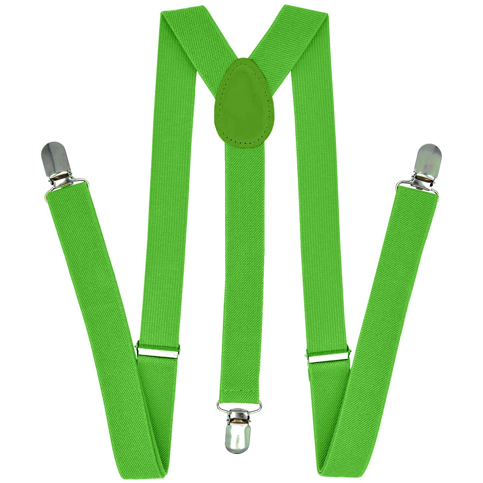 The Fancy Dress Men's Green The Fancy Dress® Unisex Adult Child Adjustable Braces Suspenders Slim Trouser Belt Y Clip On Fancy Dress 25 Mm With Strong Metal Clip (Green)
