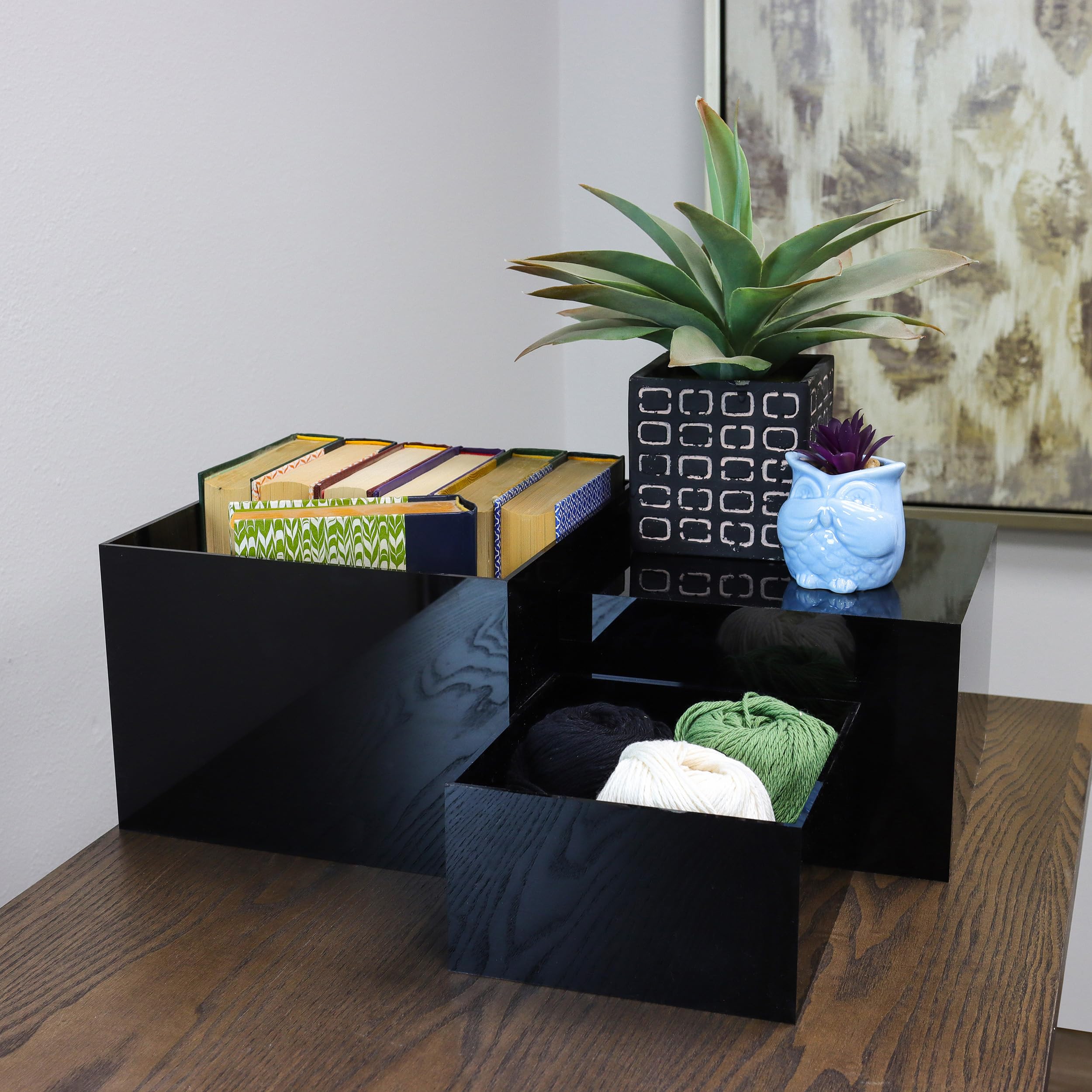 Snapklik.com : Acrylic Risers For Display Shelf - 3 Piece Black Shoe ...