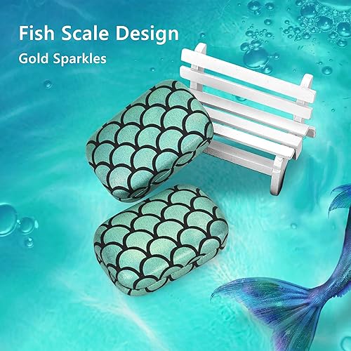 Miniatura 2 de Muf Funda para lentes de contacto con escamas de pescado, kit de viaje portátil para lentes de contacto con espejo, contenedor, pinzas, botella de